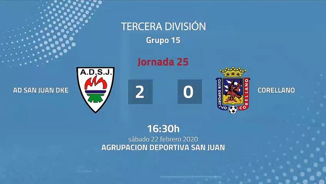 Resumen partido entre AD San Juan DKE y Corellano Jornada 25 Tercera División