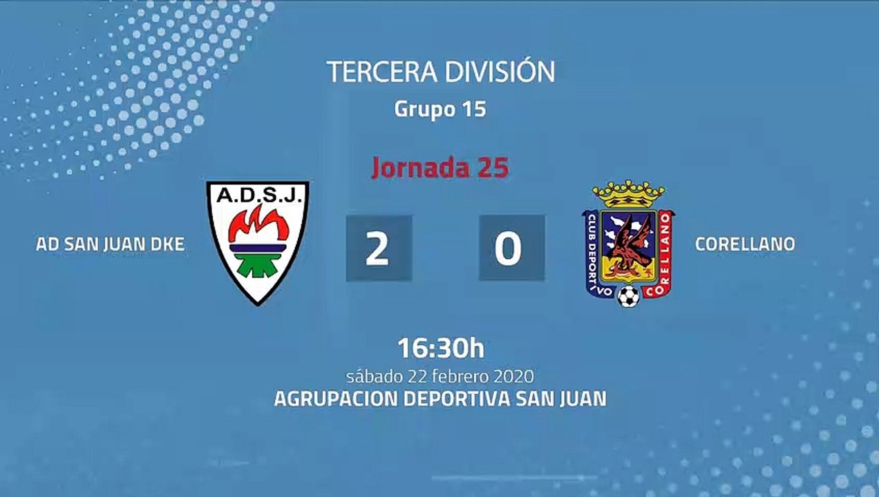 Resumen partido entre AD San Juan DKE y Corellano Jornada 25 Tercera División