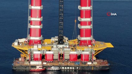 15 Mart Çanakkale Köprüsü'nde devam eden çalışmalar havadan görüntülendi