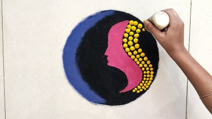 Women's Day Special Rangoli design | Super Easy Kolam for Women's Day