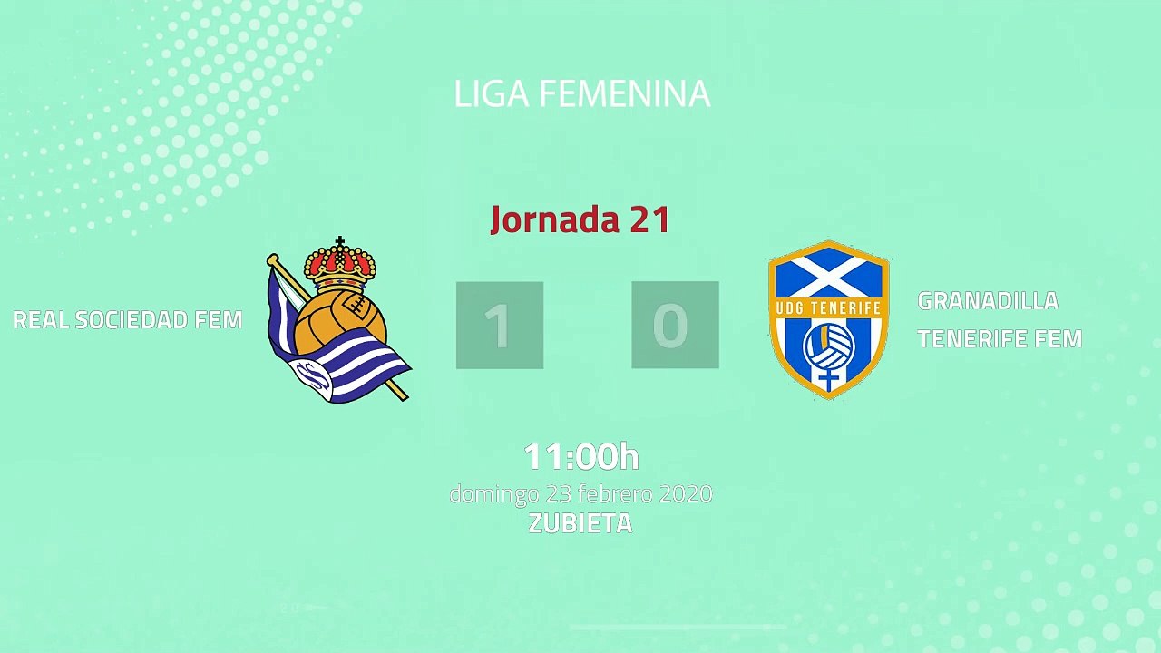 Resumen partido entre Real Sociedad Fem y Granadilla Tenerife Fem Jornada 21 Primera División Femeni