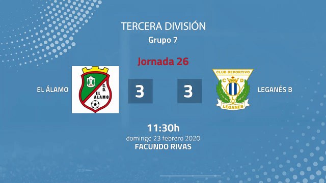 Resumen partido entre El Álamo y Leganés B Jornada 26 Tercera División