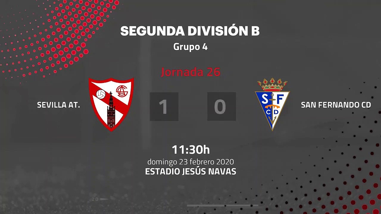 Resumen partido entre Sevilla At. y San Fernando CD Jornada 26 Segunda División B