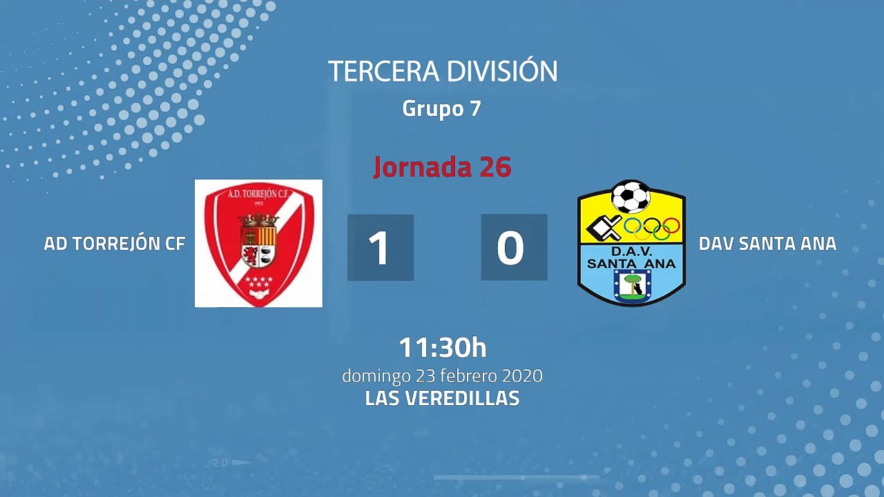 Resumen partido entre AD Torrejón CF y DAV Santa Ana Jornada 26 Tercera División