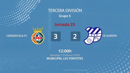 Resumen partido entre Cerdanyola FC y CE Europa Jornada 25 Tercera División