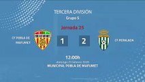 Resumen partido entre CF Pobla de Mafumet y CF Peralada Jornada 25 Tercera División