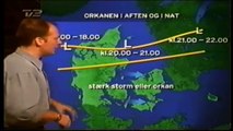 December-orkanen: Her præsenterer Peter Tanev sit livs vejrudsigt | Sendt d.03.12.99 | TV2 Danmark