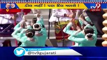 A group of dancers performing at Motera Stadium in Ahmedabad, ahead of the arrival of Trump, Melania