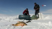 Donan Nazik Gölü’nde Eskimo usulü balık avı