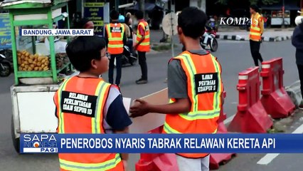 Nekat Terobos Rel Kereta Api, Penerobos Nyaris Tabrak Relawan