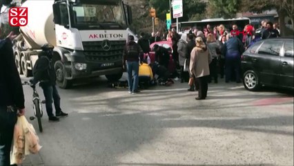 Beton mikserinin altında kaldı