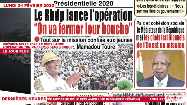 Le Titrologue du 24 février 2020 - Présidentielle 2020- Le Rhdp lance l’opération «on va fermer leur bouche»