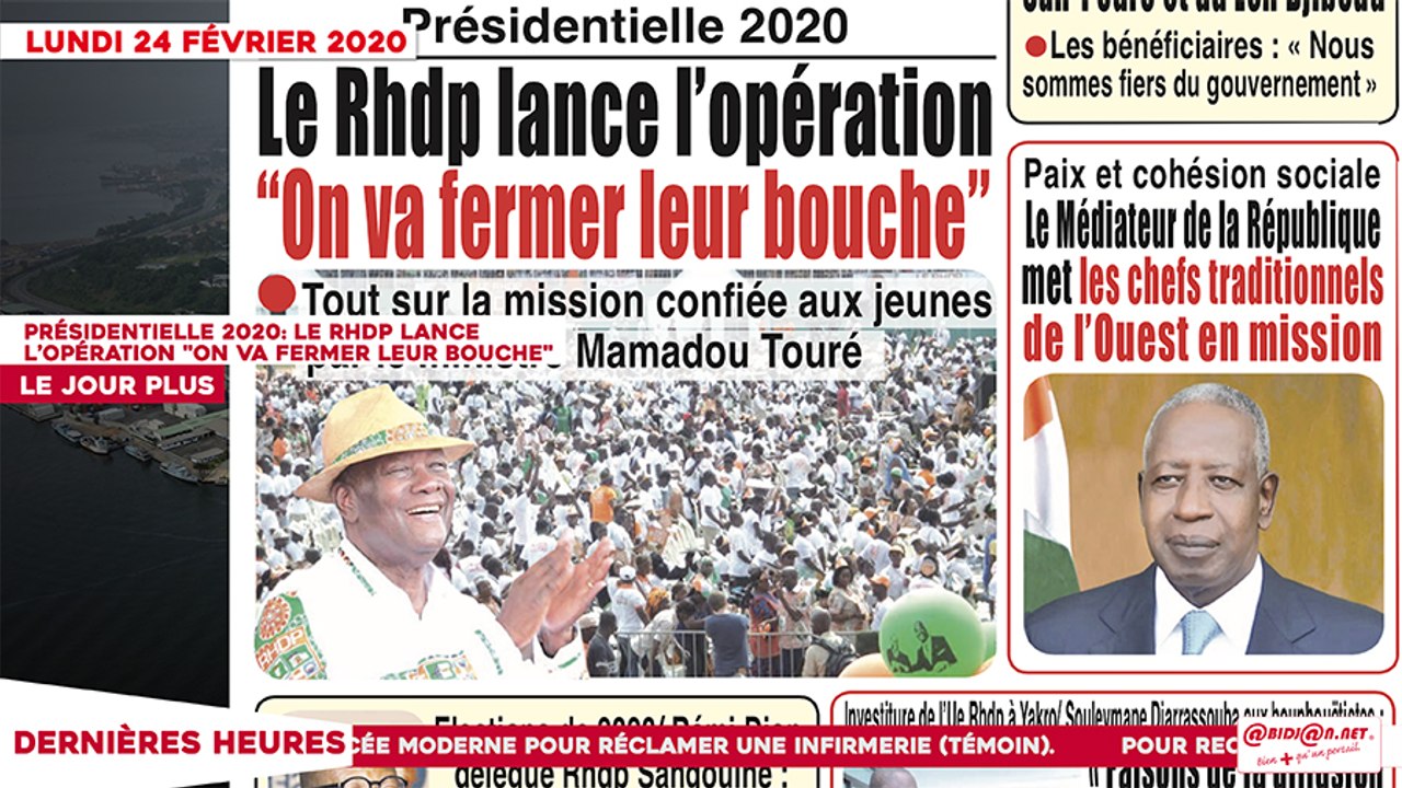 Le Titrologue du 24 février 2020 - Présidentielle 2020- Le Rhdp lance l’opération «on va fermer leur bouche»