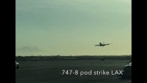 L'aile de cet avion 747 touche la piste à l'atterrissage !