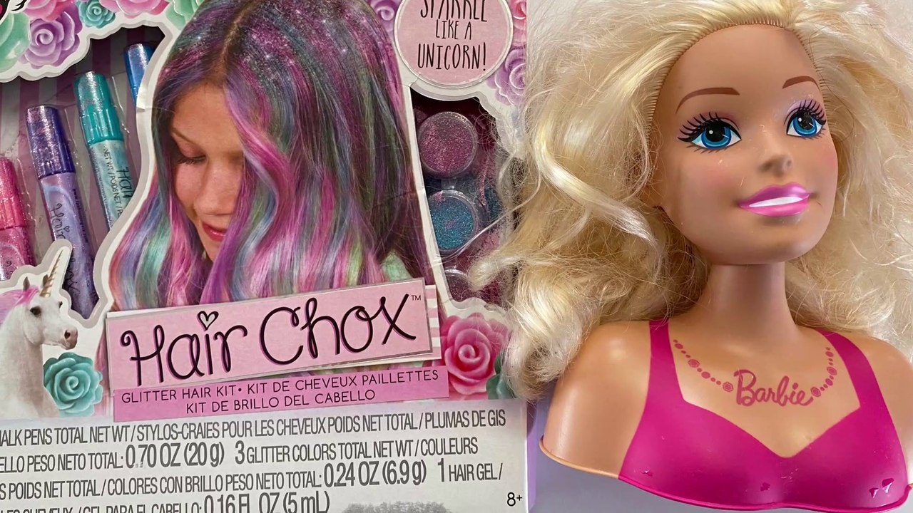 Barbie hair makeover with GLITTER with BESTIEZ! Washing Barbie doll hair and coloring it!