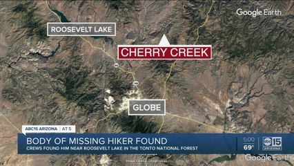 GCSO: Body of missing hiker found east of Roosevelt Lake