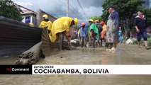 Chuva e inundações espalham o caos na cidade de Cochabamba