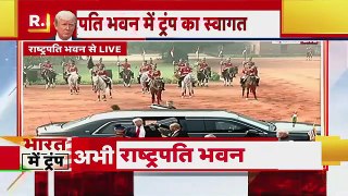 Trump meets Indian president at president house Delhi with Pm Modi