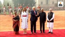 मोदी ने राष्ट्रपति भवन में ट्रम्प का स्वागत किया; अमेरिकी राष्ट्रपति ने राजघाट पर बापू को श्रद्धांजलि दी, पौधा भी लगाया