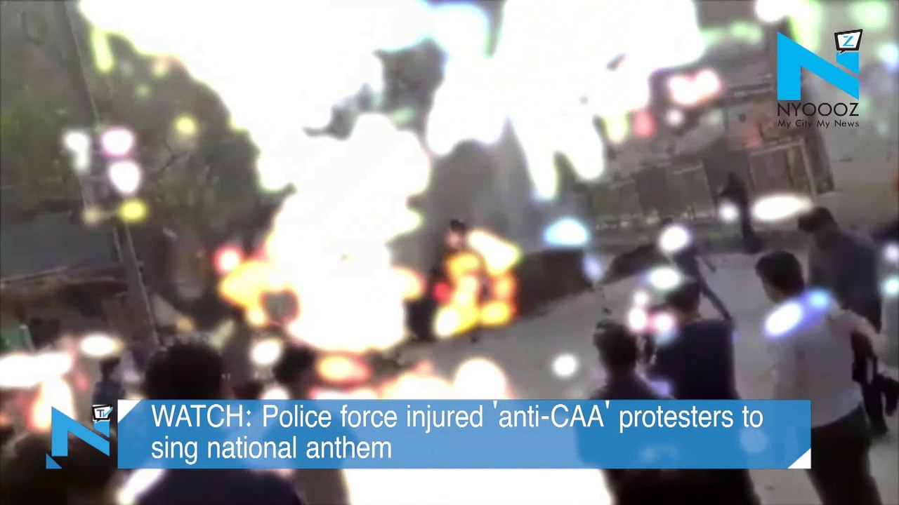 WATCH: Police force injured 'anti-CAA' protesters to sing national anthem