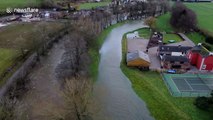 Drone footage shows extent of flooding in Cumbria, UK