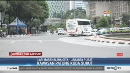 Banjir di Bundaran Patung Kuda Surut