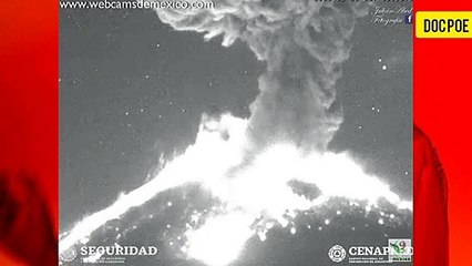 EXPLOSIÓN DEL VOLCÁN  POPOCATÉPETL A LAS 00:16 H.  DEL 25 DE FEBRERO 2020
