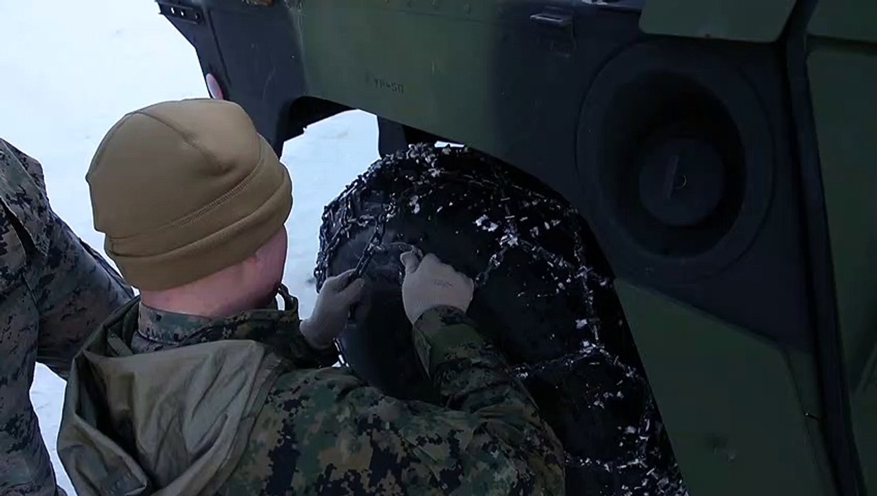 U.S. Marines Prepping Vehicles for a Convoy - Norway, Feb. 12, 2020