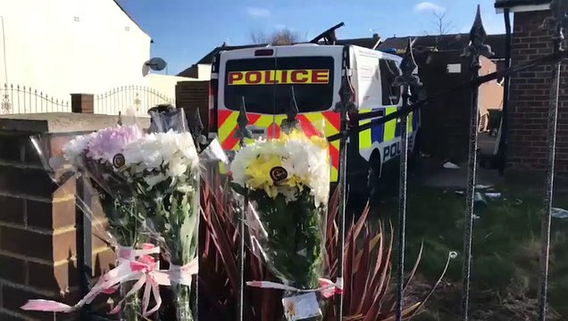 Floral tributes left at the scene where human remains were found in Sunderland