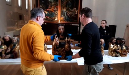 Les statues du retable de retour à Colmar