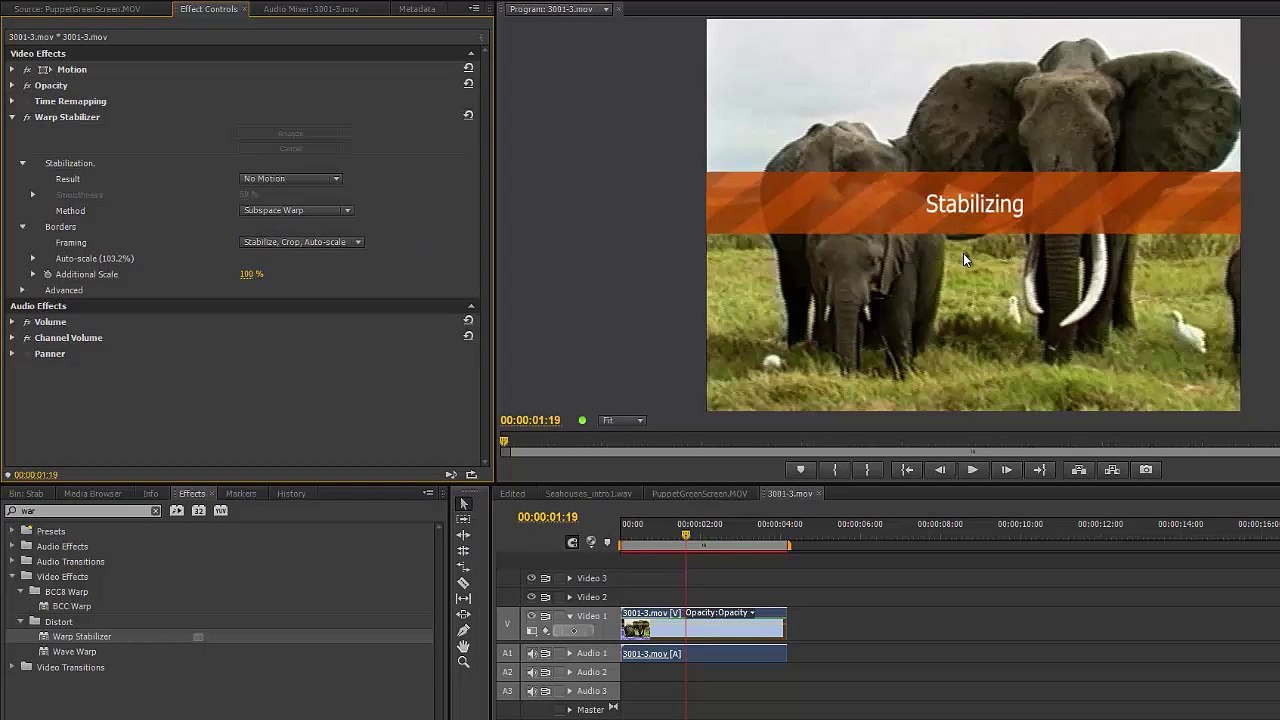 Premiere Pro CS6 105 The Warp Stabilizer