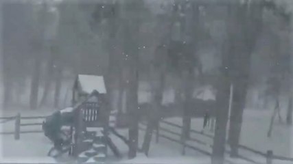 Download Video: Powerful winds whip snow through backyard