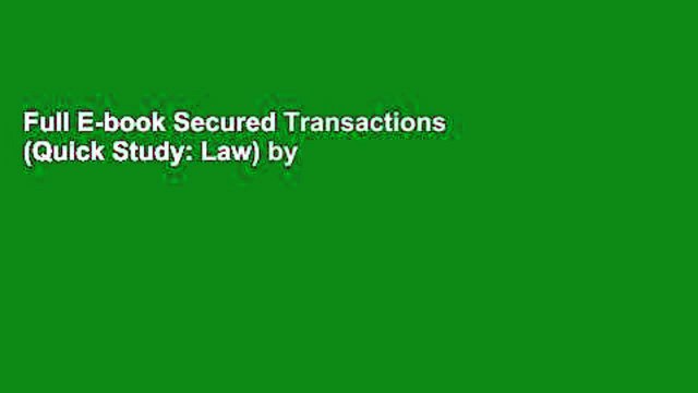 Full E-book Secured Transactions (Quick Study: Law) by Barcharts Inc