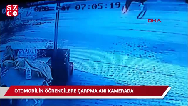 Otomobilin öğrencilere çarpma anı kamerada