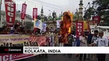 اعتراض کمونیست‌های دهلی‌ نو به دیدار دونالد ترامپ از هند