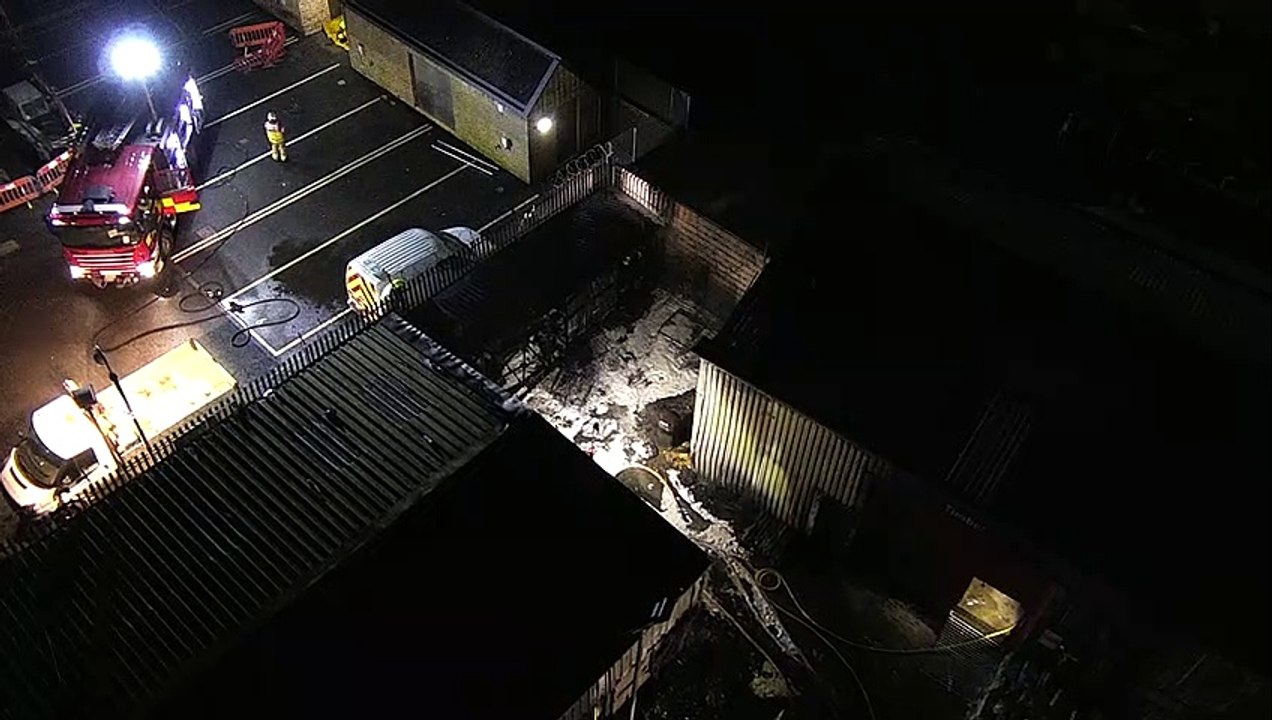 Drone footage captures aftermath of blaze at Chichester industrial site