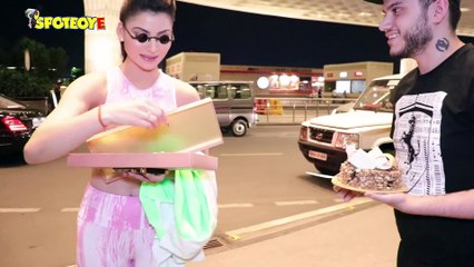 Urvashi Rautela Celebrates her Birthday with Media at the Airport | SpotboyE