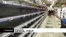شاهد: نفاد سلع غذائية في محال تجارية بجنوة الإيطالية بسبب مخاوف من انتشار كورونا