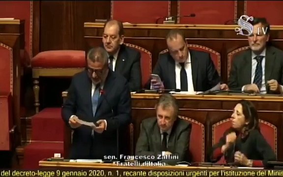Franco Zaffini nel corso della discussione sul DL spacchettamento del Miur (26.02.20)