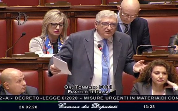 L’intervento di Tommaso Foti sul DL Coronavirus (26.02.20)