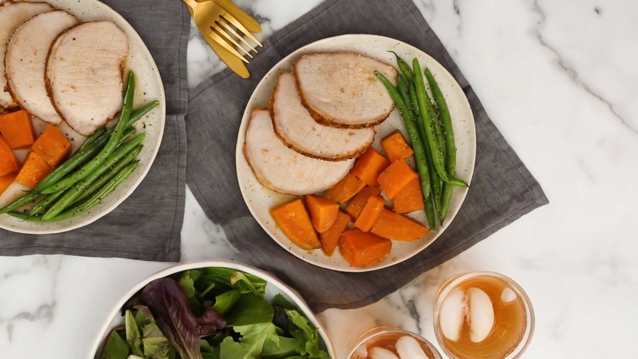 Slow Cooker Pork Loin Roast with Brown Sugar and Sweet Potatoes