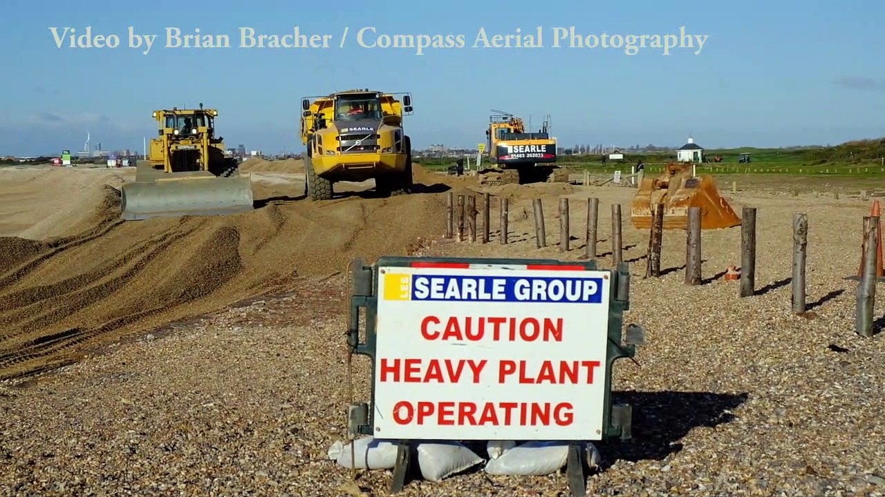 Beach repairs at Hayling island West Beach - Video by Brian Bracher / Compass Aerial Photography