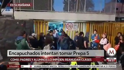 Encapuchados intentan tomar otra vez Prepa 5 de la UNAM