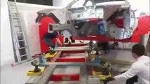 Collision repair training on Celette frame machine at Bakrc Otomotiv