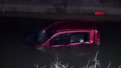 Sulama kanalındaki araç, polisi alarma geçirdi