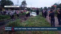 Satu Unit Mobil Yaris Tertabrak Kereta Babaranjang