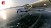 Rus pilot küçük uçağıyla buz tutan Baykal gölüne iniş yaptı