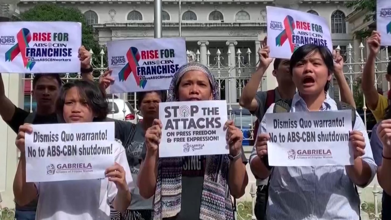 Protesters slam president Duterte’s move to close ABS-CBN, top media group in the Philippines