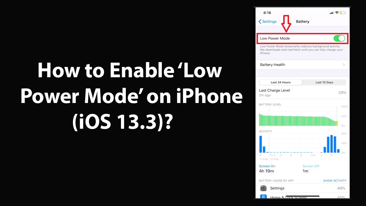 How to Enable Low Power Mode on iPhone (iOS 13.3)?