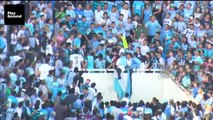 Este hincha de Argentina intentó huir de una paliza y se tiró por una tribuna